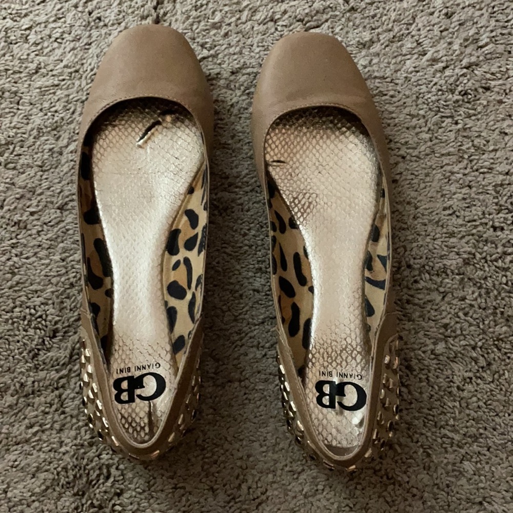 Tan Studded Flats